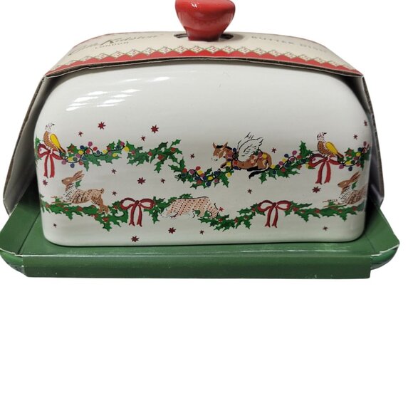 Cath Kidston Holiday Butter Dish Ceramic Christmas Design Animals Cottagecore - Picture 1 of 4